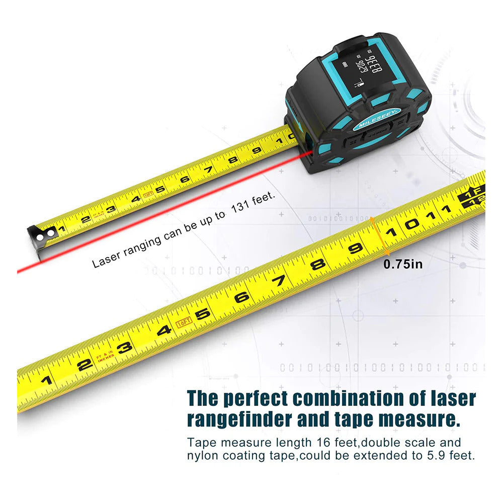 Mètre ruban 5 mètres 19 mm de large avec télémètre laser 40 mètres